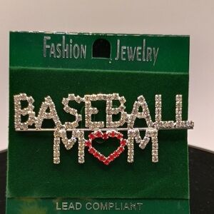 Baseball Mom Rhinestone Brooch